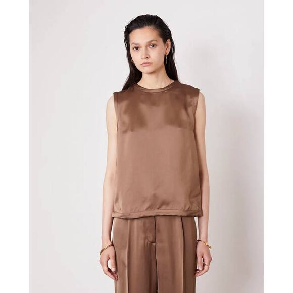 Officine Générale Grace Italian Fluid Top in Ginger Bread XS - Picture 1 of 4